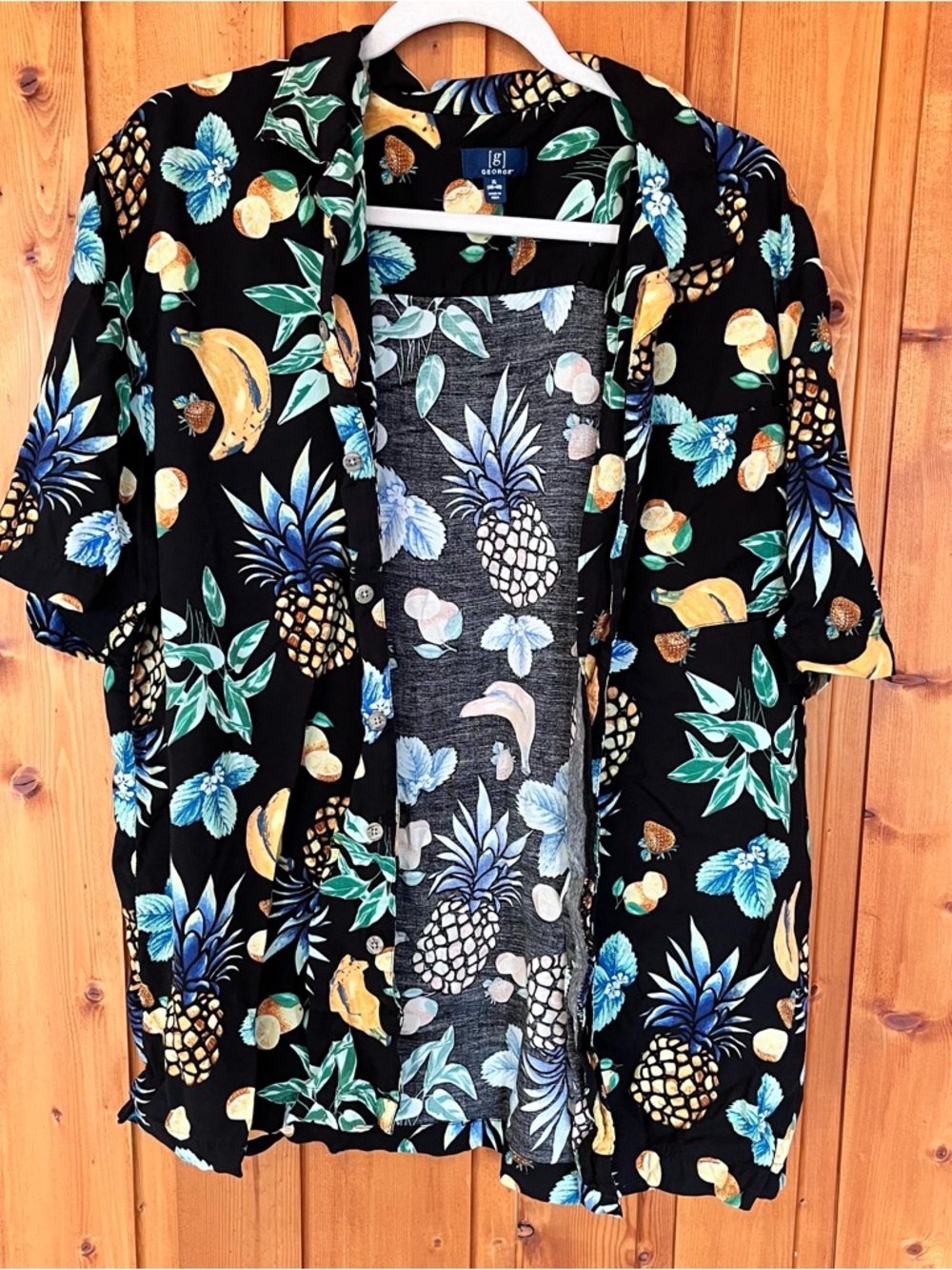 George Black Hawaiian Tropical Fruit Print Shirt